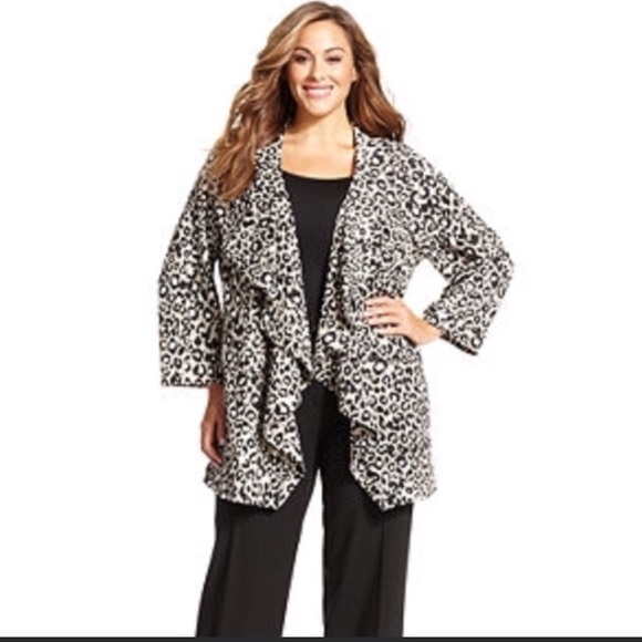 Calvin Klein Women’s Leopard Open Front Cardigan - Picture 2 of 10